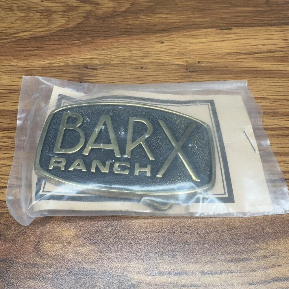Vintage Solid Brass Belt Buckle BAR X Ranch Western Cowboy Made in USA